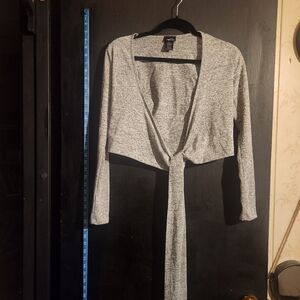 Rue 21 gray short long sleeved wrap top. Size small